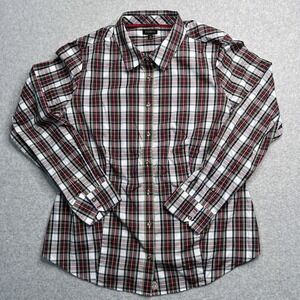 Talbots Top Women's 12 Long Sleeve Non-Iron Button Up Multi Color Plaid Shirt